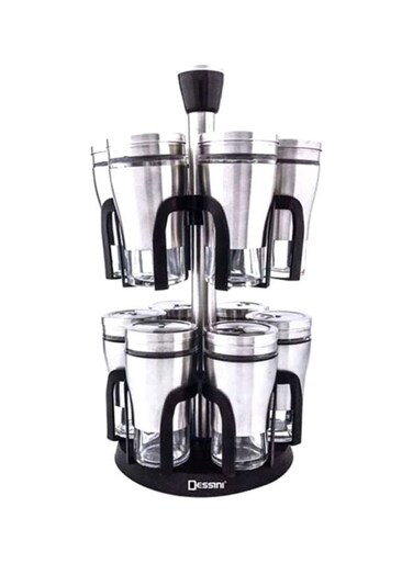 12-Piece Spice Jar Silver 21x21x34cm