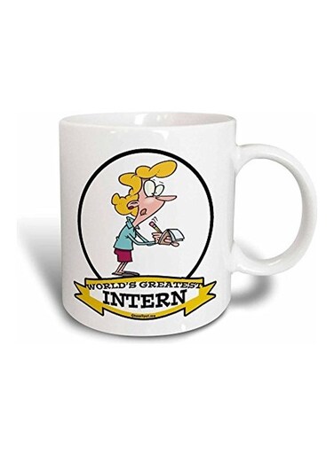 Funny Worlds Greatest Intern Cartoon Magic Transforming Mug Black/White