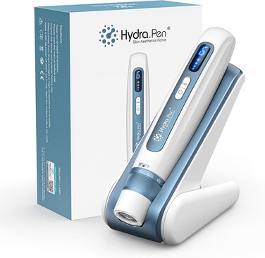 Hydra Pen H5 Professional Wireless Microneedling Pen with EMS &amp; 3ml Serum Chamber, Adjustable 0-1.0mm Needle Depth, 6 Speed Levels, Rechargeable Skin Care Device with 2 x 12 Pin Replacement Cartridges