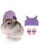 KnocKconK Hamster Costume Set with Shirt, Hat, Shoes, Small Animal Cute Shark Slipper for Real Pets, Cute Mini Rat Holiday Party Clothes, for Fun, Photos. (Purple)