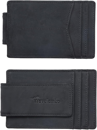 Travelambo Money Clip Front Pocket Wallet Slim Minimalist Wallet RFID Blocking, Black Classic, One Size, Minimalist