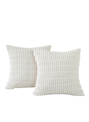 Decorative Cushion Cover Pillow Cases Corduroy Creamy White 45x45 Centimeter