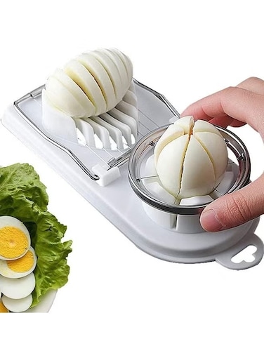 Corded Egg Slicer With Stainless Steel Wire for Boiled Eggs 2-in-1 Egg Slicer for Strawberries Kiwis and Sausages