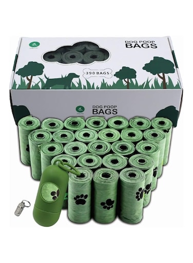 26 Roll-390 Poop Bags for Dogs and Cats with a Green Poop Bag Dispenser   Also Featuring an Anti-Lost Dog Tag Locket   Completely Bio-Degradable Poop Bags   Dog Poop Bags