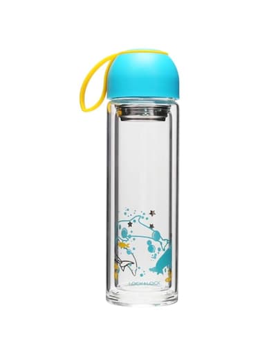 Ultrakat Lock &amp; Lock Natural Glass Water Bottle 350ml Blue HLLG654BLU