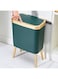 BIOPLJ 15L Slim Kitchen Trash Can, Narrow Trash Can Bathroom Garbage Can，Modern High Foot Garbage Bin, Plastic Garbage Can with Push Button for Kitchen, Bedroom, Office (Green)