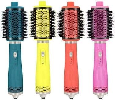 فرشاة تجفيف الشعر الدائرية EN-6214 من انزو - اداة تصفيف 4 في 1 بتقنية ايونية، طاقة 1500 واط، تصميم خفيف الوزن - مجفف شعر ومكثف ومكثف وفرشاة تفجير - اصدار عالمي - ارجواني