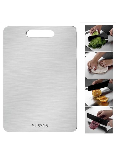 Stainless Steel Cutting Board - Titanium Cutting Board,Double-Sided Food Grade Cutting Board,Chopping Boards Cutting Mat kitchen Necessities for Home Outdoor Camping Meal Prep&iuml;&frac14;&circ;34&Atilde;&mdash;23CM), Easy to Clean (SUS316 Premium Edition)