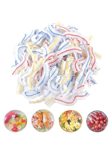 100 Pcs Fresh Keeping Bags, Food Covers Plastic Wrap Cover Elasticated Food Covers Cling Film Bag for Fruit Vegetables Food