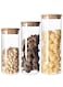 3 Pcs of Different Size of Borosilicate Glass Jars Wooden Sealed Lid