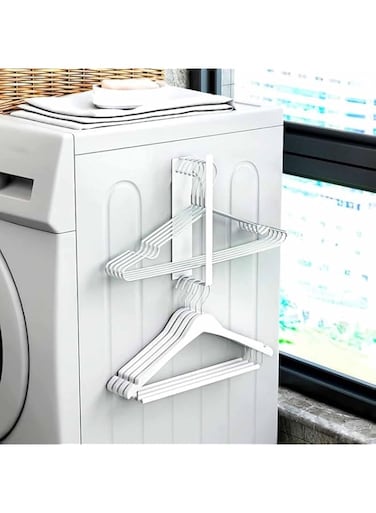 Tazweeq Magnetic Clothes Rack Organizer, Laundry Rack Organizer, Closet Laundry Room Clothes Rack Stacker (White)