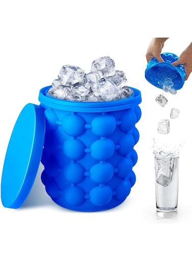 Proxima Direct 5.5&quot; X 4.8&quot; Ice Cube Maker Silicone Ice Trays Mold Large Silicone Ice Bucket 2 in 1 Silicone Round Ice Maker for Party, Match, Picnic, Cocktail