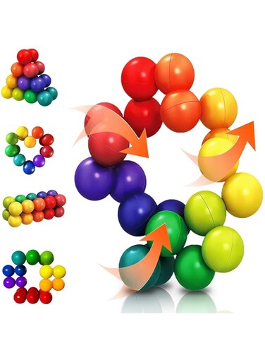 2PCS Sensory Fidget Toy - Inseparable Rainbow Ball for Fun Learning Activities - Perfect Travel Toy for Kids 3-12 - Quiet and Cool Fidget Toys - Ideal Stocking Stuffer Gift for Boy or Girl