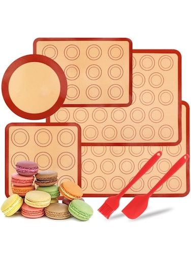 NALACAL 7 Pcs Silicone Baking Mats, Pastry Mat Non Stick Reusable, with Silicone Brush and Spatula, Washable Baking Tools Set for Cake Cookie Pizza Bread Making