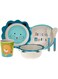ZAD HOME Bamboo Fiber Plate, healthy Feeding Children Set 5 Pieces, Lovely Lion, Eco Friendly (ZH-2204-BLUE)