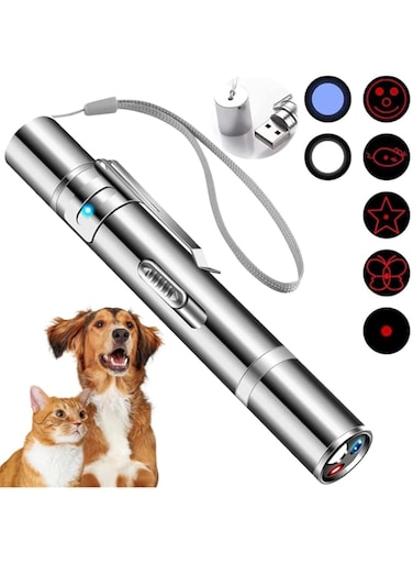 Cowjag Cat Toys, Laser Pointer with 7 Adjustable Patterns, USB Recharge Laser, Long Range and 3 Modes Training Chaser Interactive Toy, Dog Laser Pen Toy