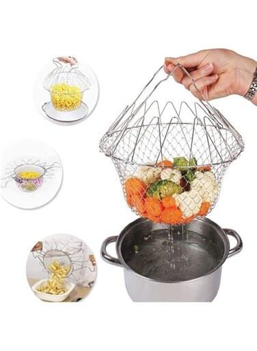 Azonee Foldable Stainless Steel Colander and Fryer Basket