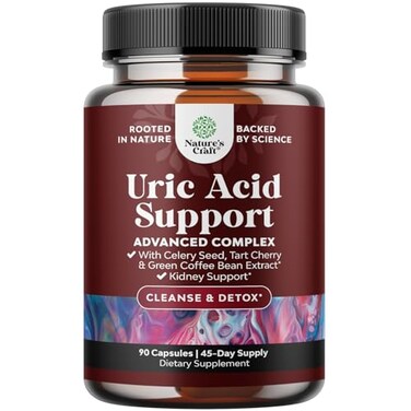 Natures Craft Uric Acid Support Supplements Promote Joint Health - Uric Acid Cleanse Supplement For Men &amp; Women - 90 Uric Acid Flush Capsules - Easy To Swallow Uric Acid Reducer - Boosts Flexibility