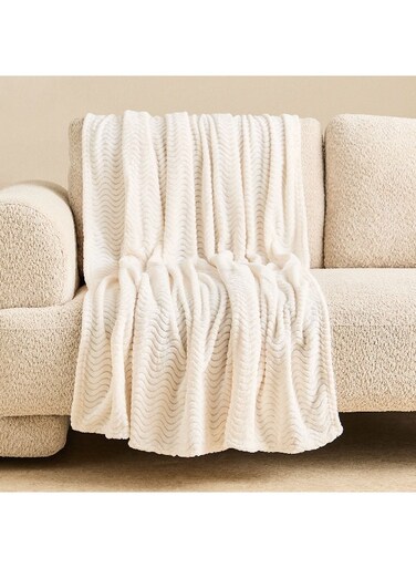 Box Wave Jacquard Flannel Throw - 130x160 cm