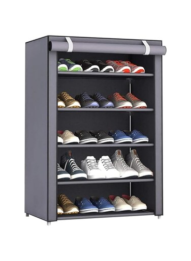 HALAMODO 5/9 Layer Shoe Rack, Easy To Assemble Shoe Rack Cabinet with Cover Dustproof Layers, Waterproof, Dustproof and Lightweight, Large Capacity Shoe Storage Cabinet (Grey)
