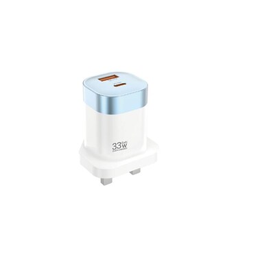 33W GaN Fast Charger with USB-C &amp; USB-A Dual Port Wall Adapter for Smartphones, Tablets &amp; More