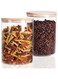 Glass Storage Containers with Bamboo Lids, 2-Piece Set, Clear Airtight Canisters for Coffee Beans and Pasta 750ml