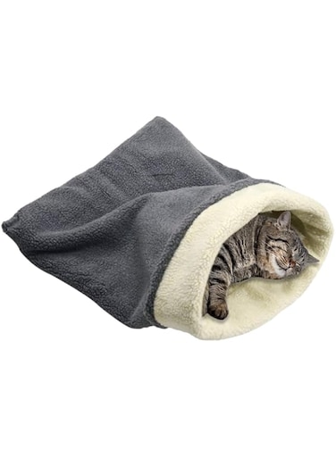 LENND Cat Bed Cave Sleeping Bag, Pet Mat Warming Pad Sack for Cats and Small Dog,Burrowing Cozy Soft Comfortable Bed