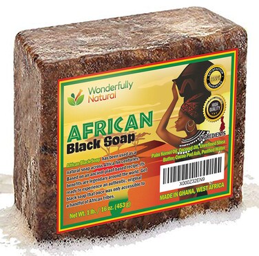 Organic African Black Soap - For Acne &amp; Dark Spots, Natural Vegan and Cruelty Free, 1lb bar, 90 day Supply