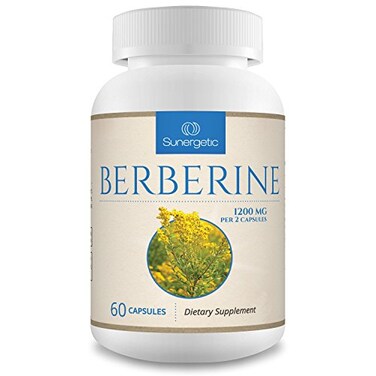 Sunergetic Premium Berberine Supplement -1,200 Mg Of Berberine Per Serving Non-GMO Berberine Hci Supplement- Powerful Berberine Health Formula - 60 Berberine Capsules