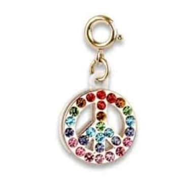 Charm It Rainbow Sparkle Peace Charm In Gold