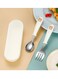Sets Toddler Utensils Stainless Steel Fork and Spoon with Silicone Handle, Kid Safe Utensils ,Food Grade Utensils with Storage Box, Round Handle Cute Tableware