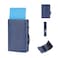RFID Card Holder Wallet - New PU Leather RFID Protected Automatic Pop-up Bank, Credit, ID Card Holder Case with Button, Card Wallets Purse Unisex. (Blue)
