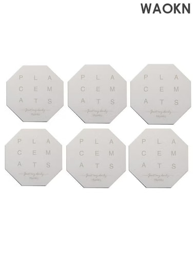 6-piece Set of Stainless Steel Art Coasters, Metal Letter Drink Coasters, Suitable for Home Offices, Cafes, Coasters and Table Mats, Reusable Desktop Decorations (Silver)