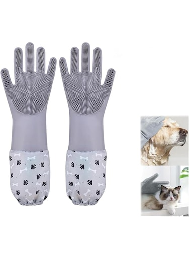 Bolivia's Pet Grooming Gloves, Enhanced Five Finger Design, Heat Resistant Silicone Cat Hair Remover, Dog Bathing Gloves with High-Density Teeth, Bathing and Massaging for Dogs and Cats