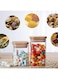 Mash 6-Piece Food Storage Square Glass Jar With Airtight Bamboo Lids (3X800 ML And 3X1200 ML) For Cereals, Pasta, Tea, Coffee, Snacks, Spices Transparent, TMS-Sq Mixed Jar-5N-1