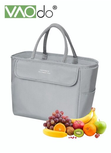 Large-capacity Lunch Box Bag Thickened Material Bento Bag Heat Preservation And Cold Preservation Portable Portable Picnic Bag （Grey）