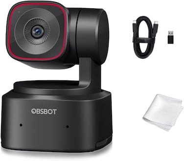 OBSBOT Tiny 2 Lite PTZ 4K Webcam 1080P@60fps HDR, PC Camera with 4X Digital Zoom, AI Tracking, Microphone, 1/2 Inch Sensor, Gesture Control, Auto Focus, USB2.0, Plug &amp; Play, for PC, Conferences,