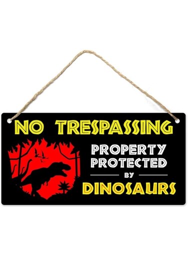 Bpa PVC Plastic Dinosaur Room D&eacute;cor Hanging Sign for Boys, 12 Inch x 6 Inch Size