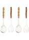 Uniturcky Serving Spoon and Fork Set, 304 Stainless Steel Serving Utensils with Natural Bamboo Handle, 10" Long Handle Serving Set for Kitchen Party Buffet, 4 Pieces / 2 of Each