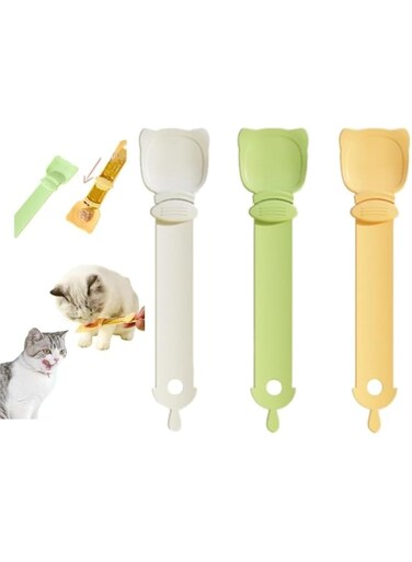 3 Pack Cat Strip Feeder, Cat Claw Shaped Cat Strip Squeeze Spoon 2 in 1 Cat Food Can Spoon Multi Functional Pet Spoons Cat Feeder,Multifunctional Lickable Wet Cat Treat Dispenser for Cat Liquid Snack