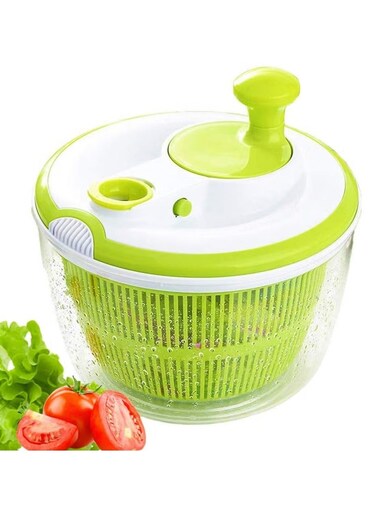 Salad Spinner Large 4.26L Capacity with Clear Serving Bowl, Colander Basket, Smart-Lock Lid, Easy Drain System, Non-Slip Base &acirc;&euro;&ldquo; Washes, Dries &amp; Dresses Lettuce, Herbs, Vegetables &amp; Fruit &acirc;&euro;&ldquo; Convenient Kitchen Essential