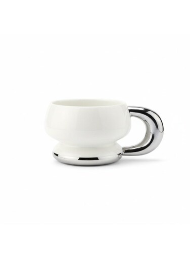 Ceramic Mug 375Ml Off White/Silver