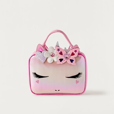 Lunch Bag - Multi Glitter Hearts - 1Cmprt (Pvc) Pink \ 7.5X10X3.25