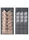2 Pack Closet Hanging Organizer Storage with Mesh Pockets for Underwear Bra Underpants Socks, Dual Sided Wall Shelf Wardrobe Clothes Bags with Rotating Metal Hanger,(6+18 Pockets) (Grey)