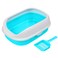 Pado Cat Litter Tray Curved Top With Scoop 41X31X14Cm-Cyan
