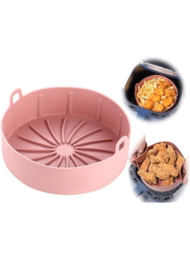 KASTWAVE Air Fryer Liners Round Silicone Pot, Reusable Airfryer Oven Insert Silicone Bowl Easy Cleaning Air fryer Oven Accessories(7.5 Inch, Pink)