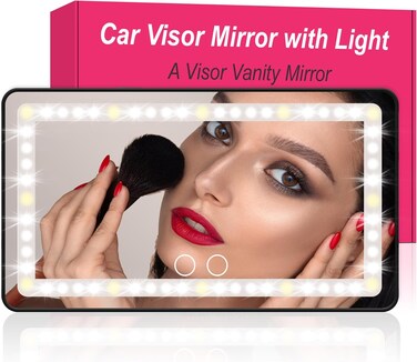 Car Makeup Mirror with LED Lights for Car Truck SUV Cosmetic Rear View Travel with USB Port 
