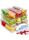 AMROAH 10 Pack Refrigerator Organizer Bins with Lids, Clear Stackable Plastic Bins for Fridge Freezer Kitchen, Fridge Storage Organizers and Containers for Food Drinks Fruit Vegetable Cereals