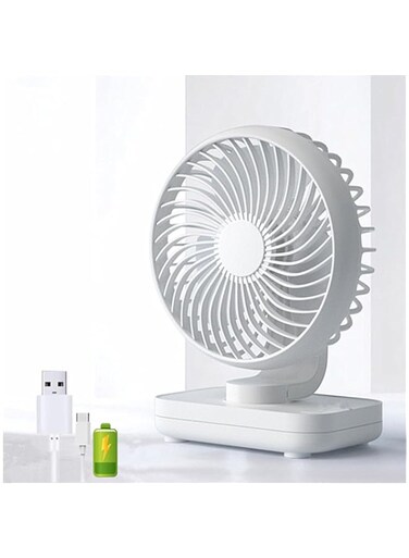 HAWAII Portable Desk Fan,Small Table Fan,USB Rechargeable Battery Desktop Fan,4 Speeds Personal Mini Fan, 90&deg;Adjustment, Automatic Head Swing, Strong Wind Quiet Fan for Home,Office,Bedroom,Outdoor