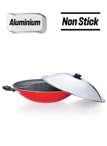Aluminium Non Stick Chinese Wok - 30 Cm